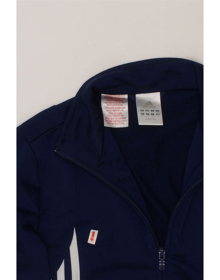 ADIDAS Boys Tracksuit Top Jacket 9-10 Years Navy Blue Polyester Vintage Adidas and Second-Hand Adidas from Messina Hembry 