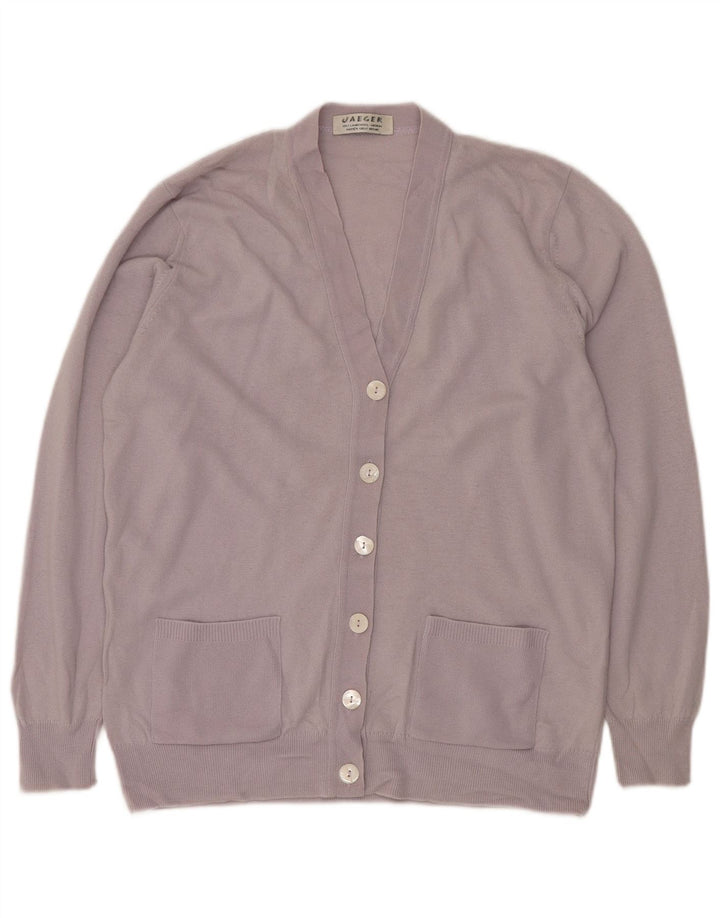 Jaeger Womens Cardigan Sweater UK 14 Medium Purple Lambswool