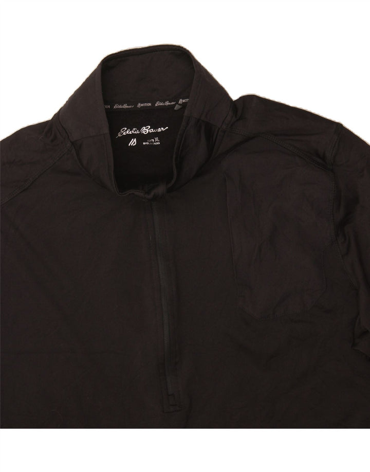 EDDIE BAUER Mens Zip Neck Pullover Tracksuit Top XL Black Vintage Eddie Bauer and Second-Hand Eddie Bauer from Messina Hembry 