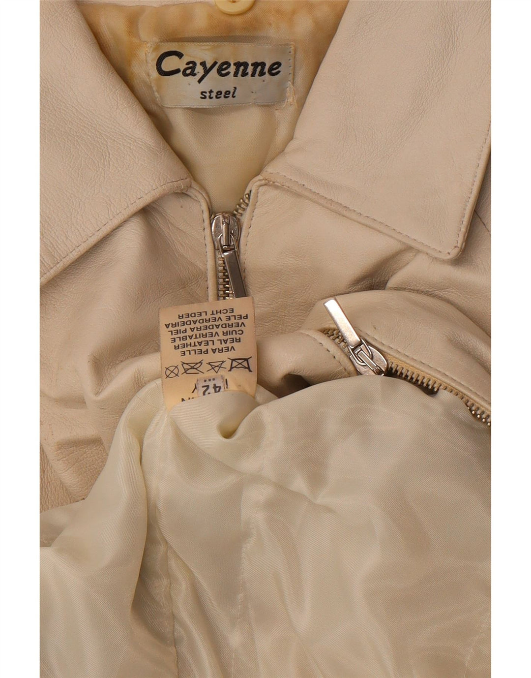 Cayenne Womens Crop Leather Jacket IT 42 Medium White Leather