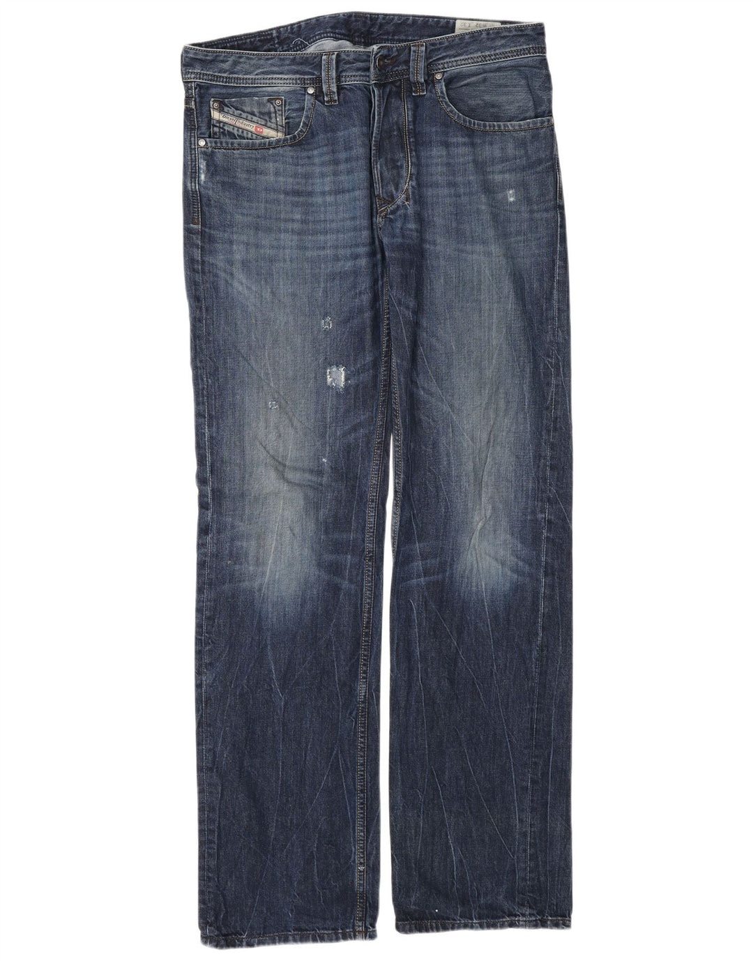 Diesel Mens Straight Jeans W32 L32 Blue Cotton