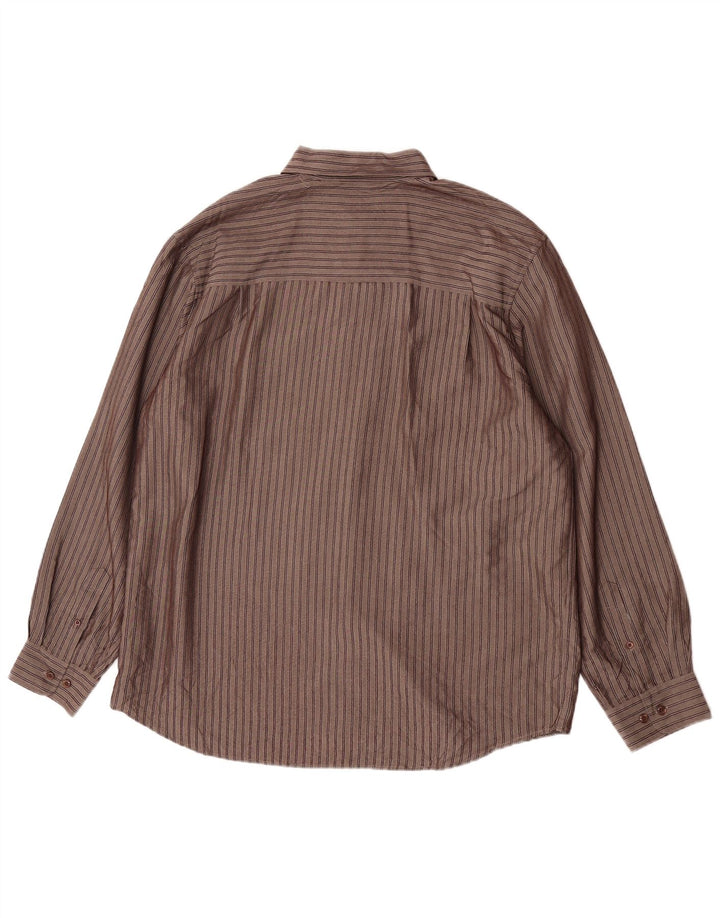M&Co Mens Shirt XL Brown Striped Viscose