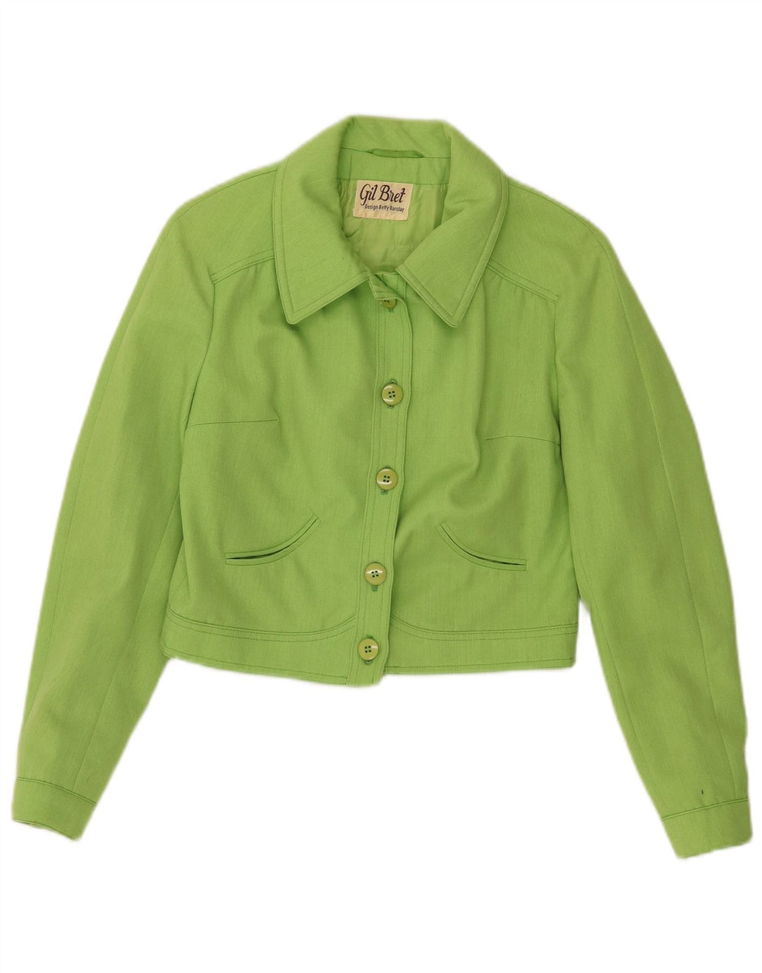 Gil Bret Womens Crop Bomber Jacket UK 14 Large Green Polyester