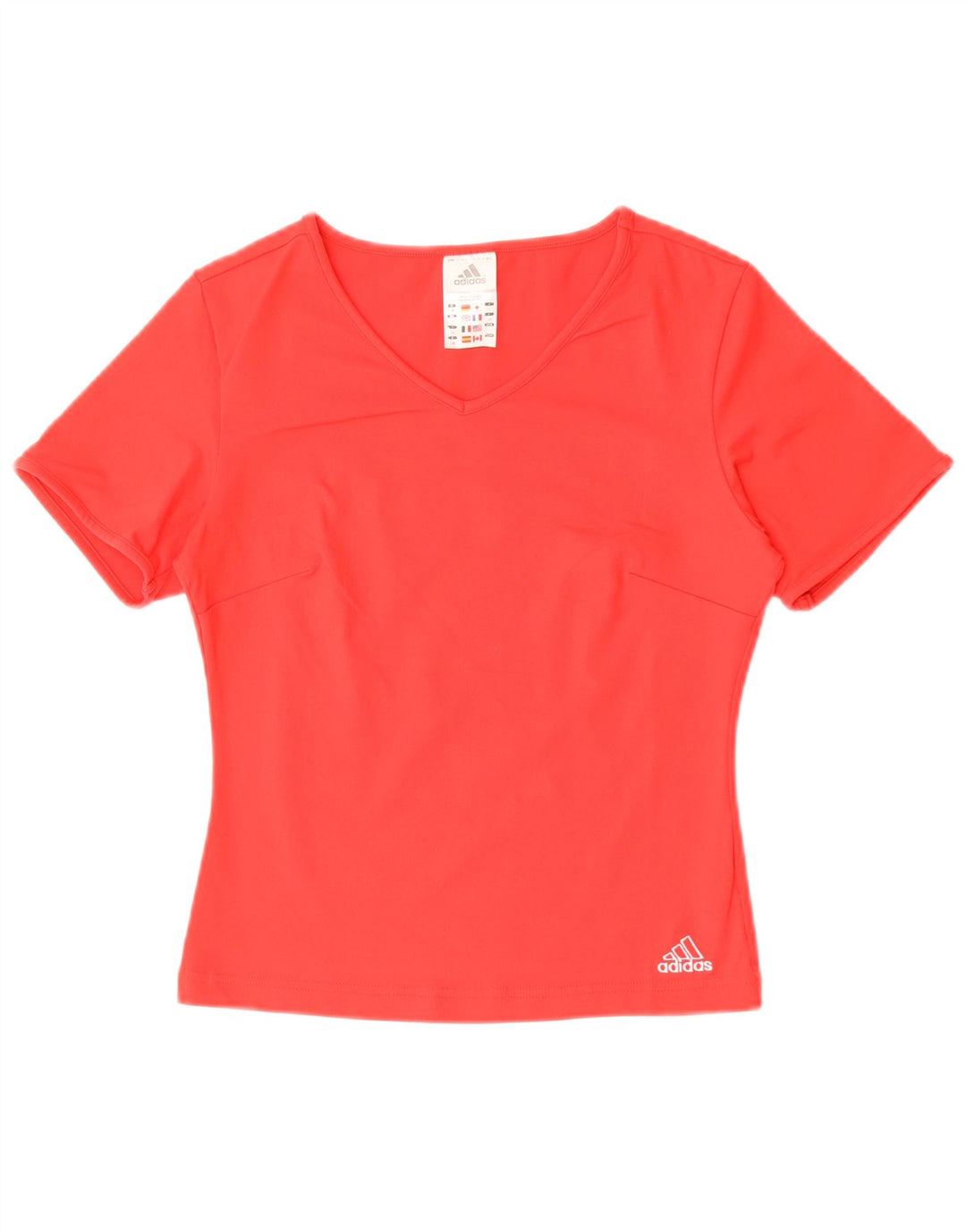 Adidas Womens T-Shirt Top UK 12 Medium Red Polyester
