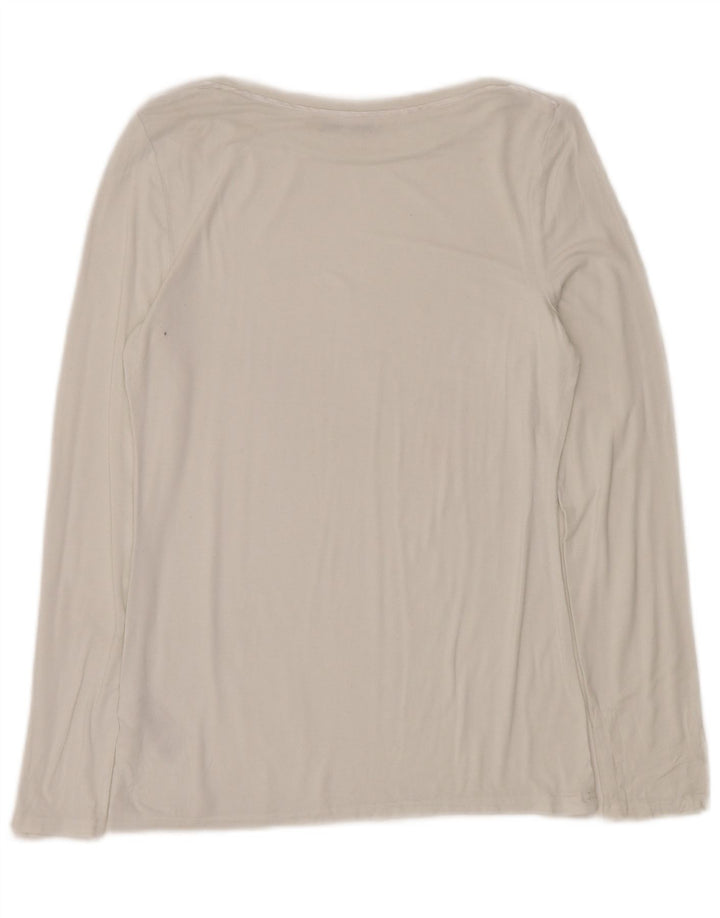 OASIS Womens Top Long Sleeve UK 10 Small White Viscose