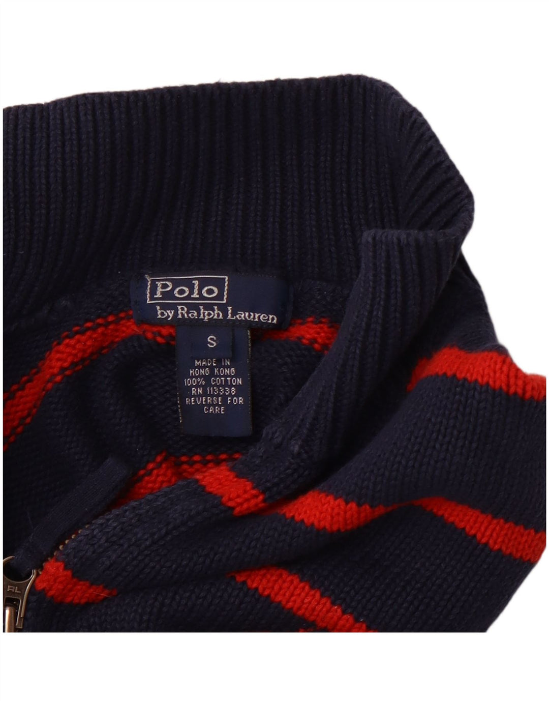 POLO RALPH LAUREN Boys Zip Neck Jumper Sweater 7-8 Years Small  Navy Blue