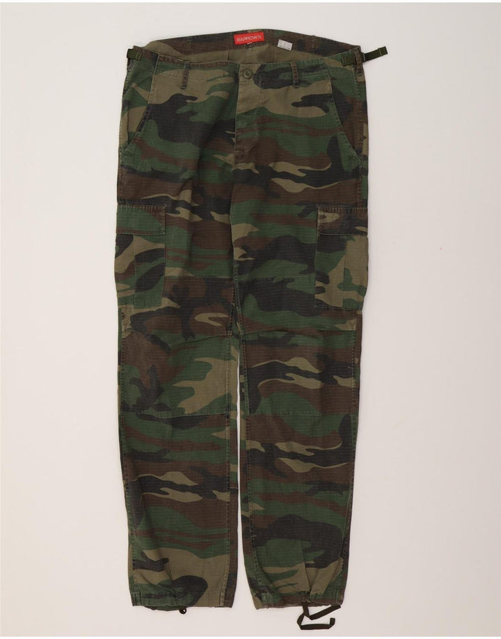 BARROW'S Mens Straight Cargo Trousers Large W36 L34 Khaki Camouflage