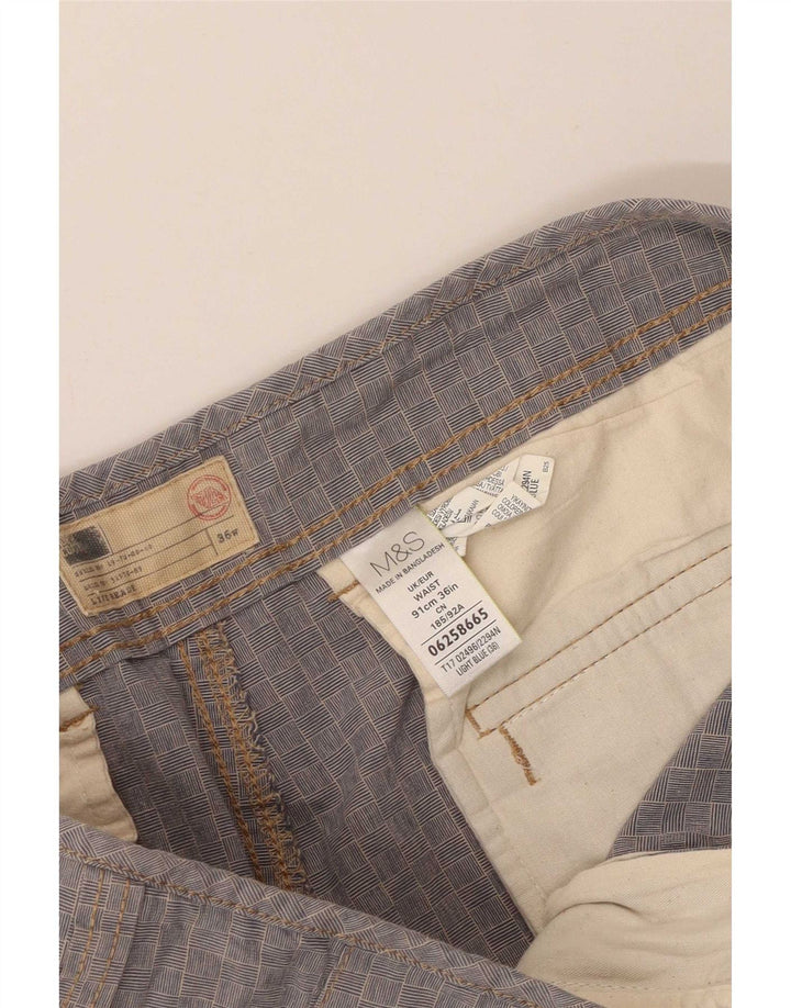 Marks & Spencer Mens Cargo Shorts Large W36 Blue Check Cotton