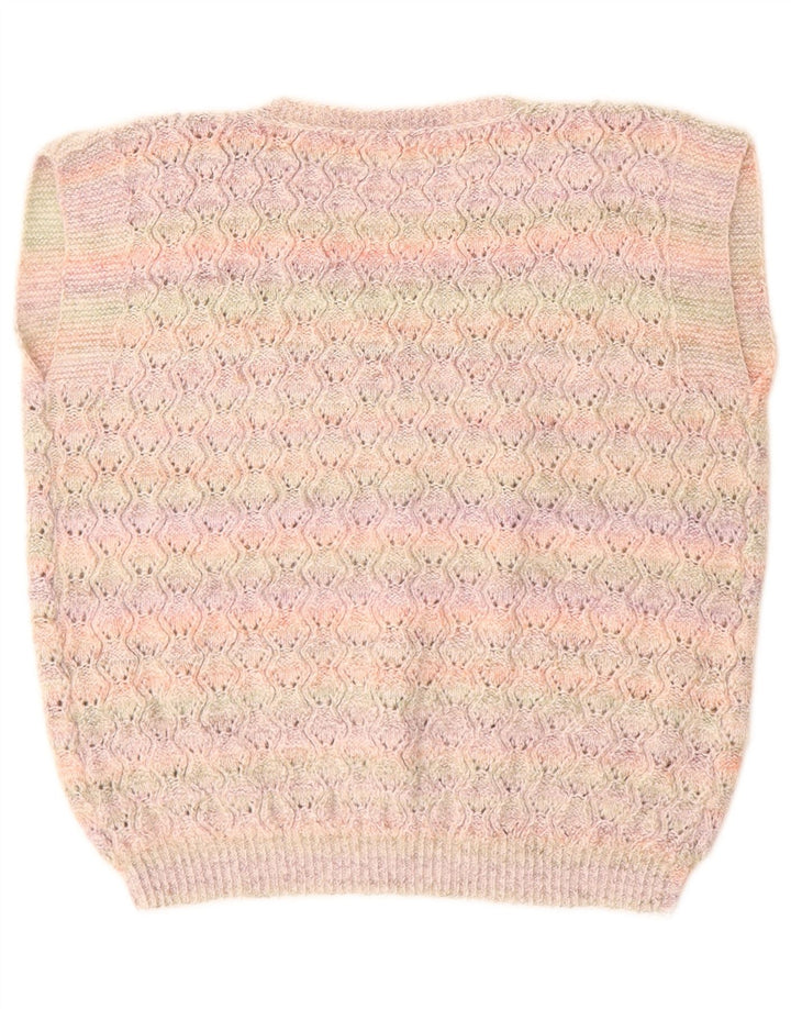 VINTAGE Womens Vest Tank Top UK 16 Large Pink Striped