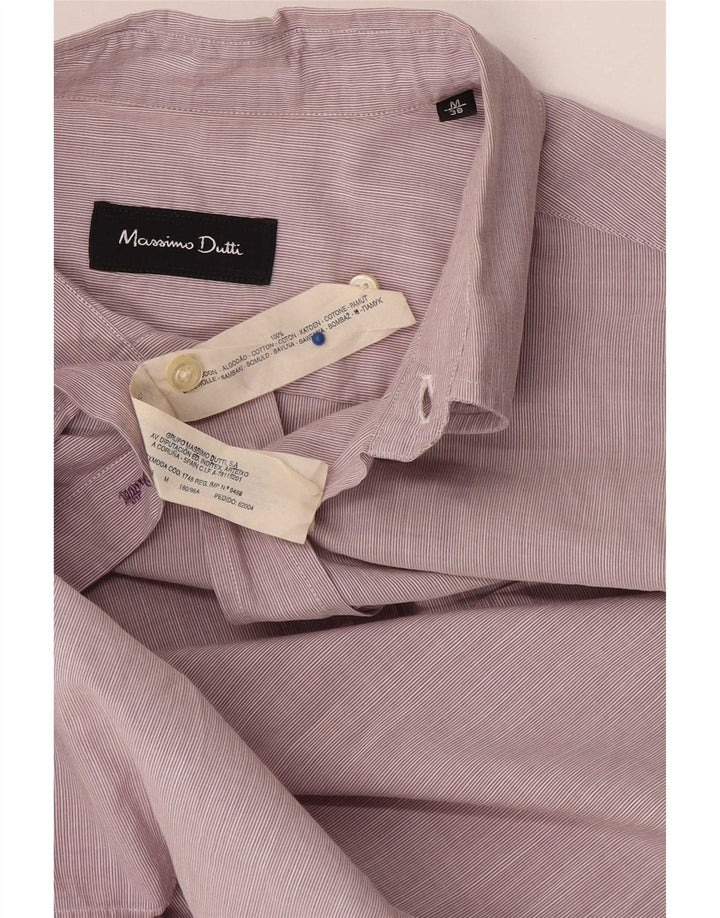 Massimo Dutti Mens Short Sleeve Shirt Medium Pink Pinstripe Cotton
