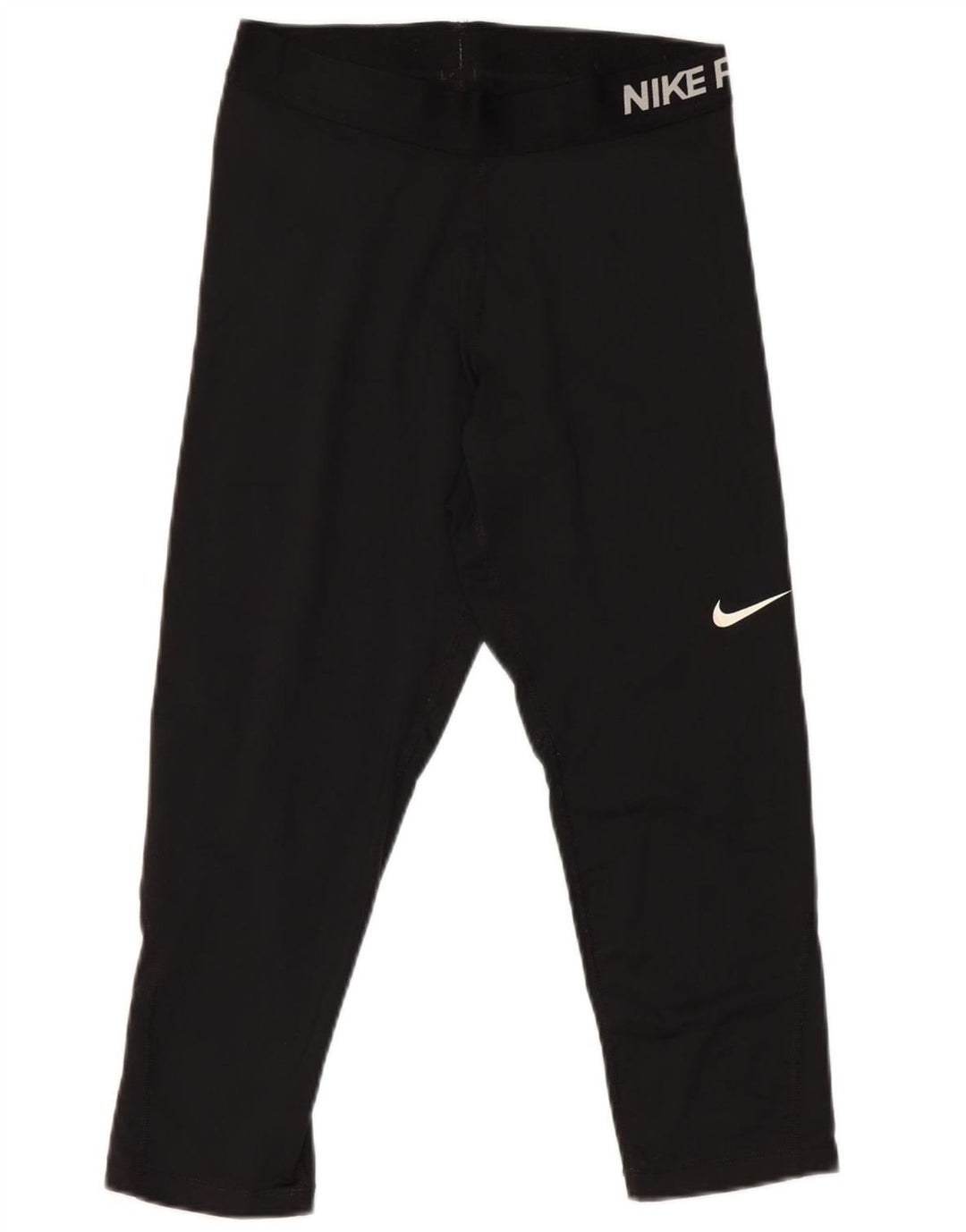 NIKE Womens Dri Fit Graphic Capri Leggings UK 12 Medium  Black Polyester