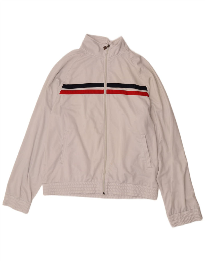 Fila Mens Tracksuit Top Jacket 2XL White Striped Polyester