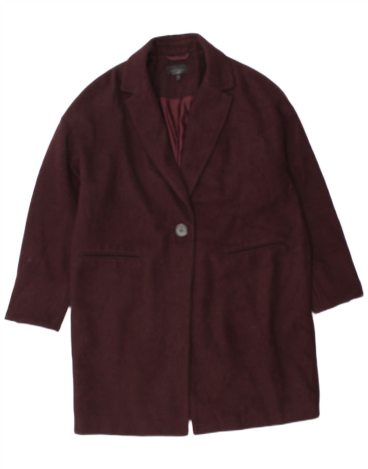 Topshop Womens Overcoat UK 12 Medium  Burgundy Polyester