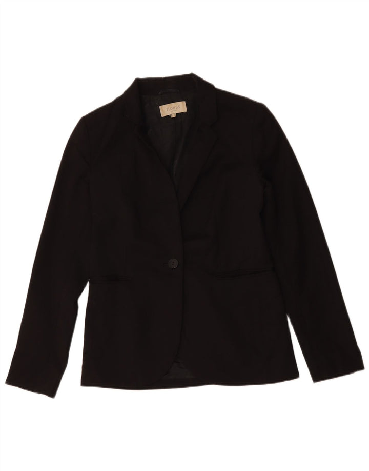 Hobbs Womens 1 Button Blazer Jacket UK 8 Small Black Wool
