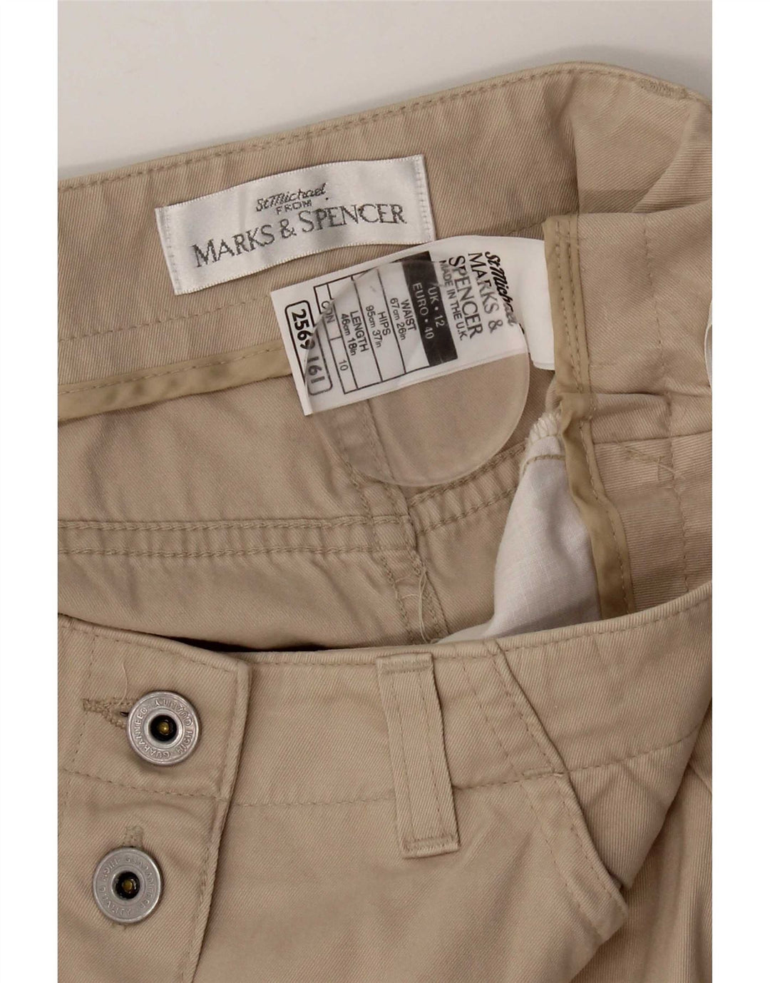 Marks & Spencer Womens Mini Skirt UK 12 Medium W28  Beige Cotton