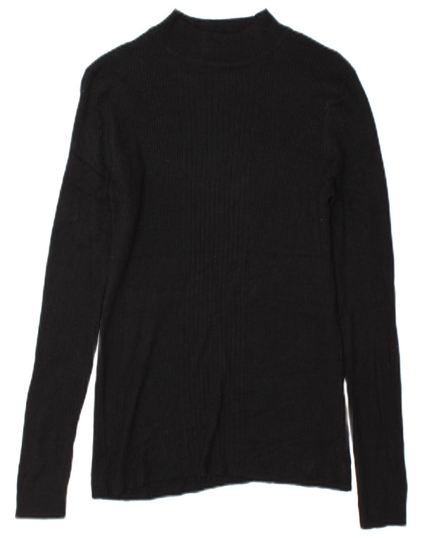 Marks & Spencer Womens Top Long Sleeve UK 14 Medium Black Viscose