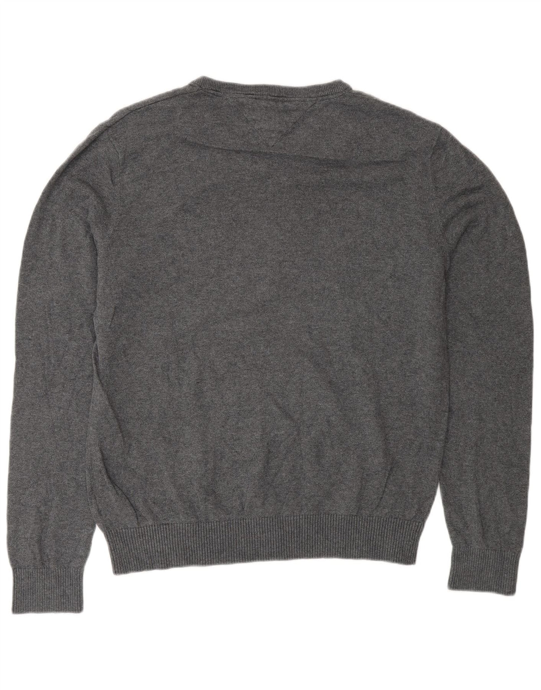 Tommy Hilfiger Mens V-Neck Jumper Sweater Medium Grey Argyle/Diamond Cotton