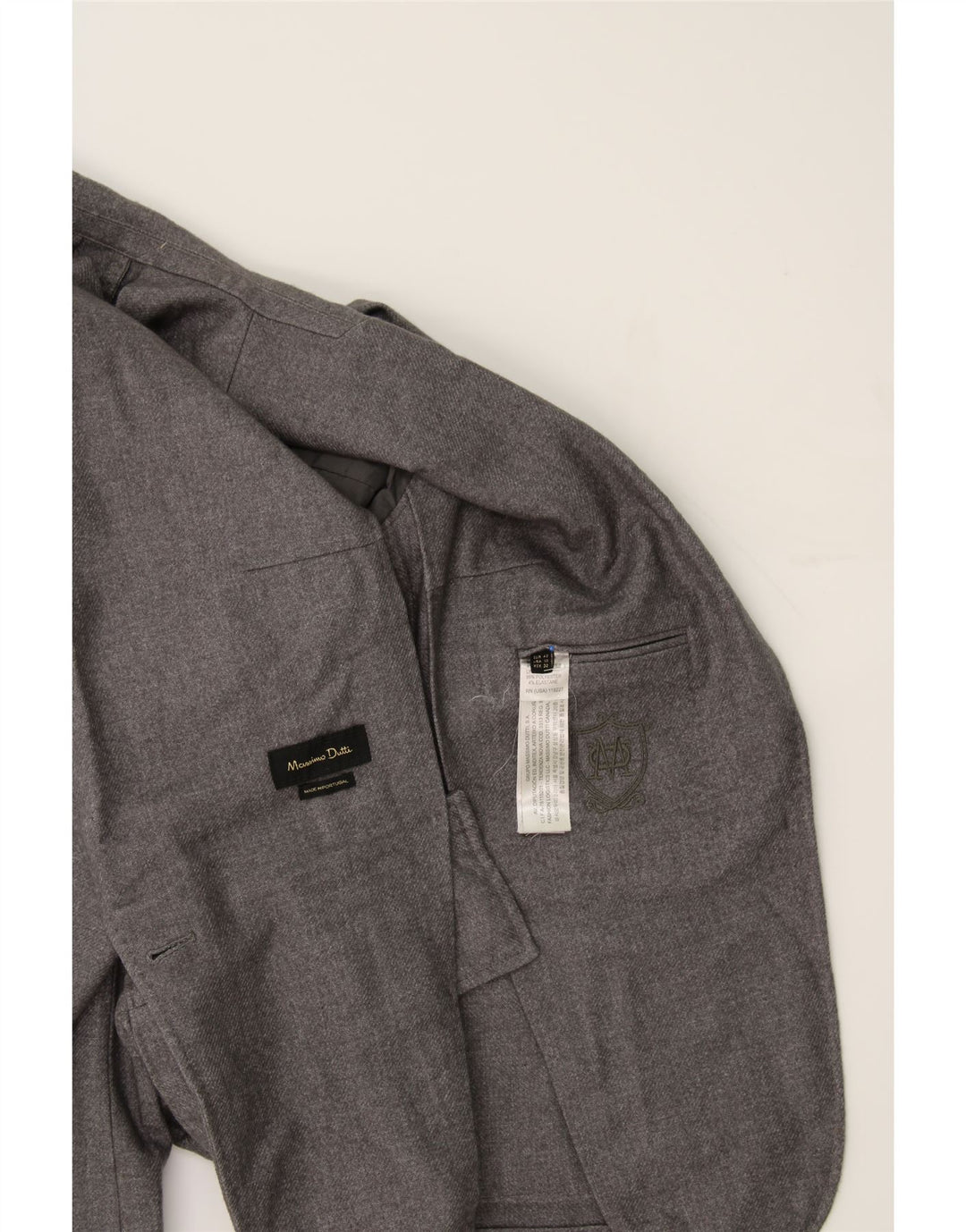 MASSIMO DUTTI Womens 1 Button Blazer Jacket EU 42 Large Grey Polyester Vintage Massimo Dutti and Second-Hand Massimo Dutti from Messina Hembry 