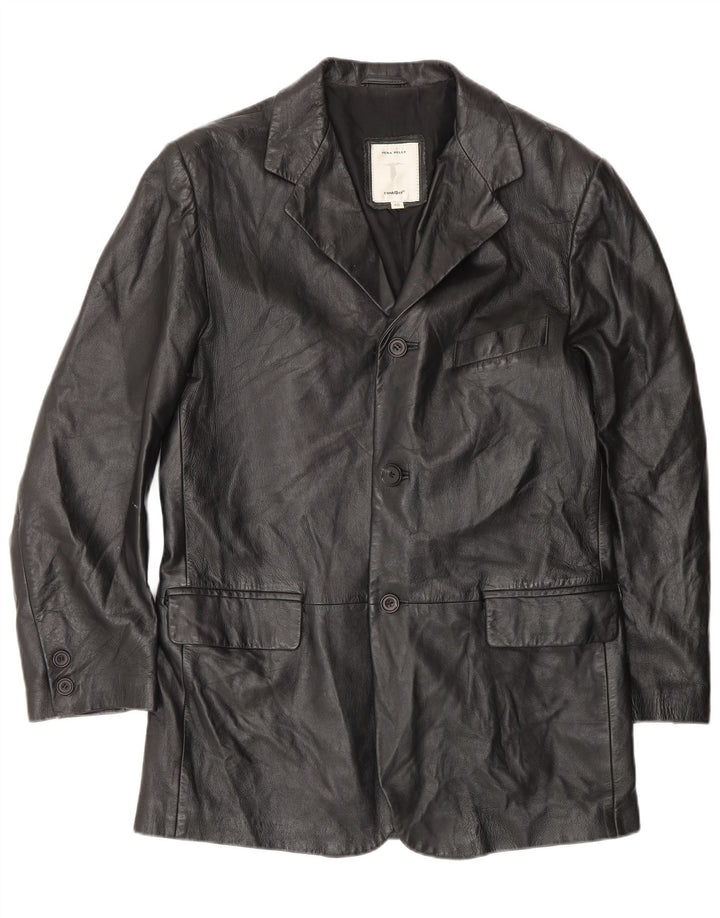 Conbipel Mens Leather Coat IT 46 Small Black Leather