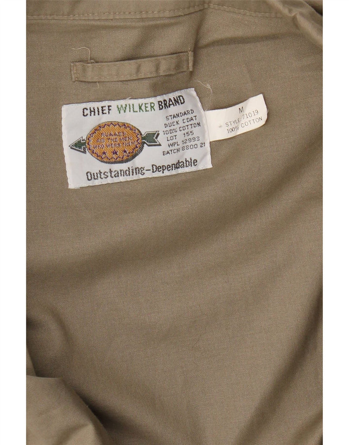 Wilker Mens Military Jacket UK 38 Medium Beige Cotton