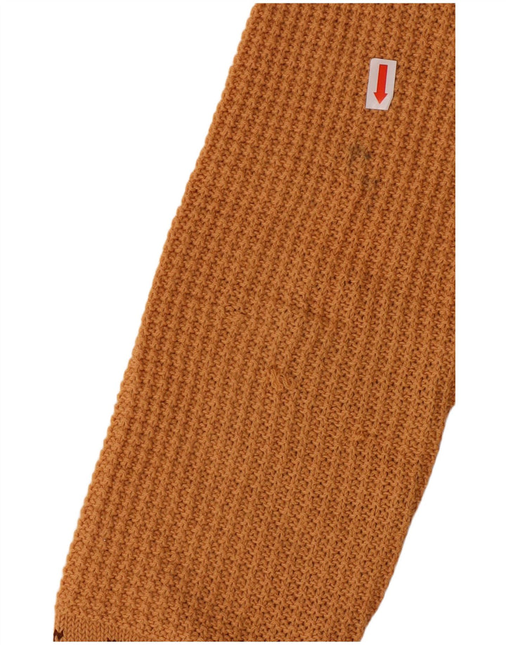 VINTAGE Womens V-Neck Jumper Sweater UK 10 Small Brown Geometric