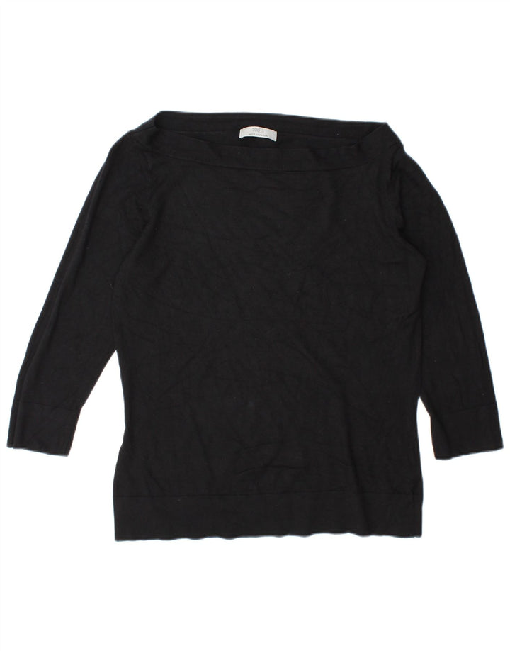 Marks & Spencer Womens Lash Top 3/4 Sleeve UK 10 Small Black Viscose
