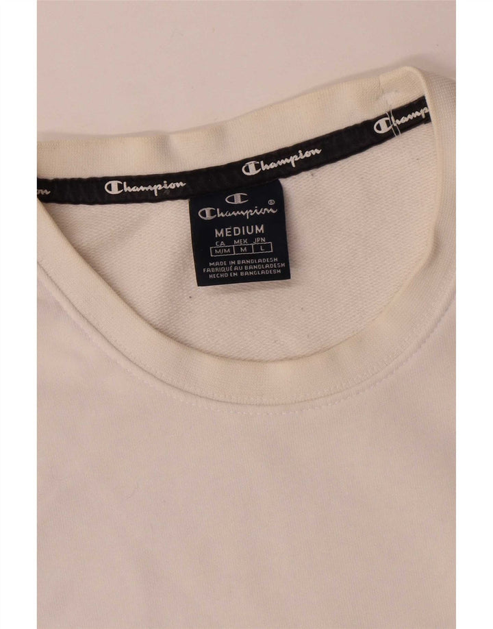 Champion Mens Graphic Sweatshirt Jumper Medium White Cotton