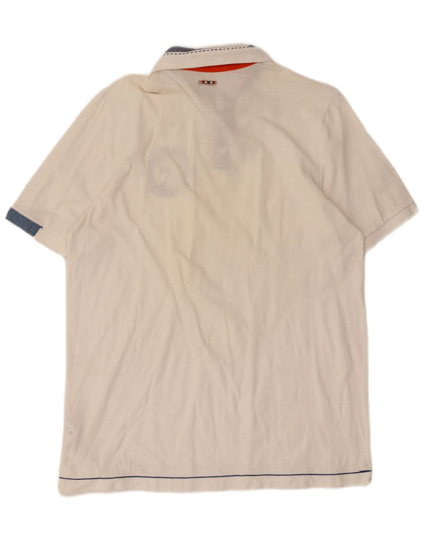 Napapijri Mens Graphic Polo Shirt Large White Colourblock Cotton
