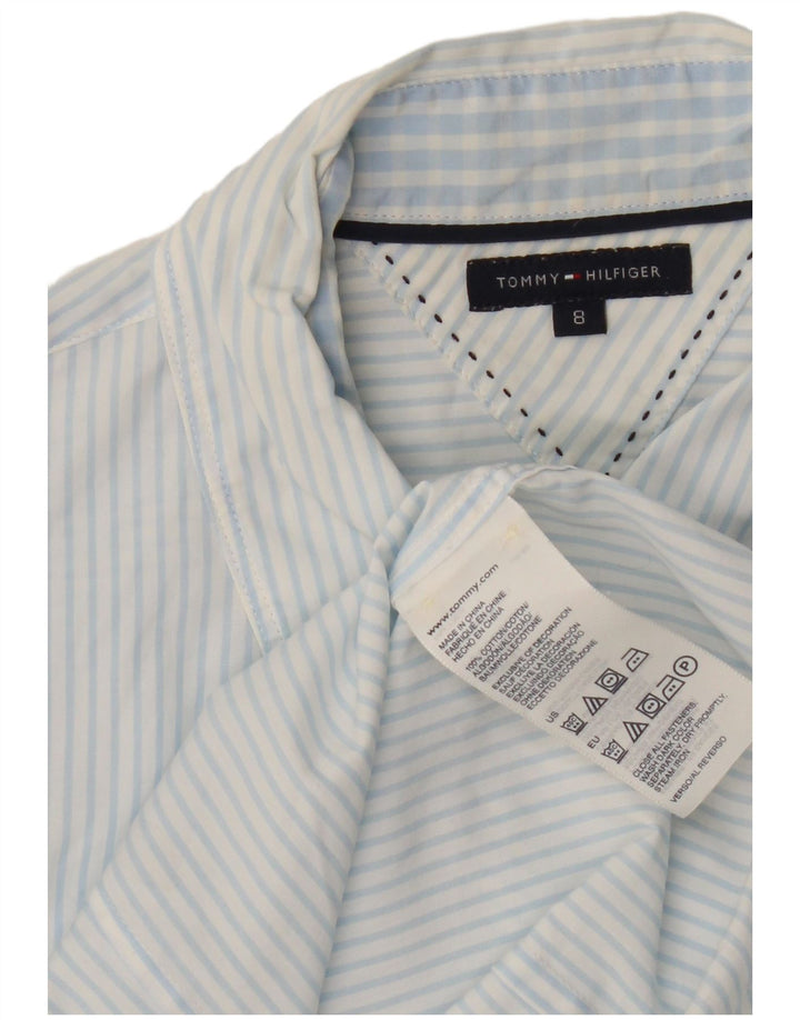 Tommy Hilfiger Womens Shirt US 8 Medium Blue Pinstripe Cotton