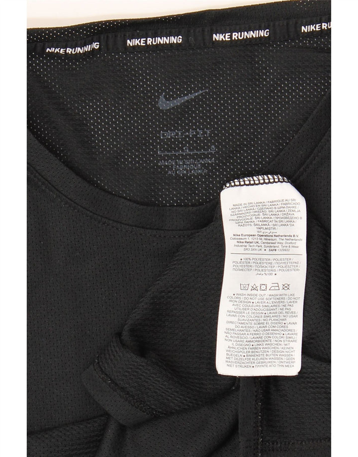 Nike Mens Dri Fit Running T-Shirt Top Large Black Polyester