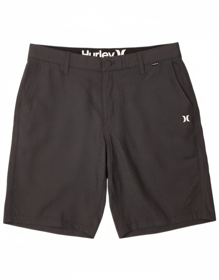 HURLEY Mens Chino Shorts W34 Large Grey Herringbone Polyester