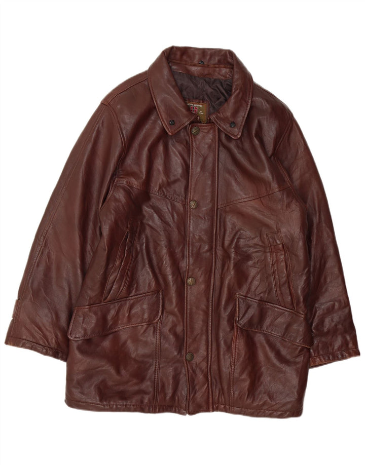 MAESTRO ARTIEIANO Mens Leather Jacket UK 44 2XL Brown Leather