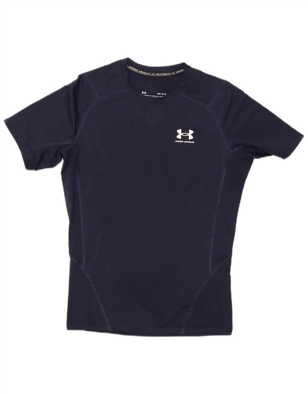 Under Armour Mens Heat Gear T-Shirt Top Medium Navy Blue Synthetic