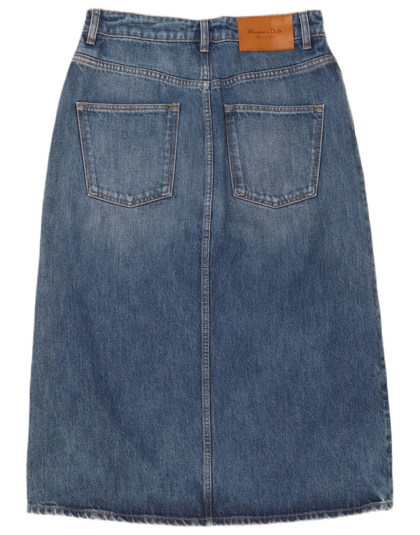 Massimo Dutti Womens High Waist Denim Skirt EU 40 Medium W30  Blue Cotton