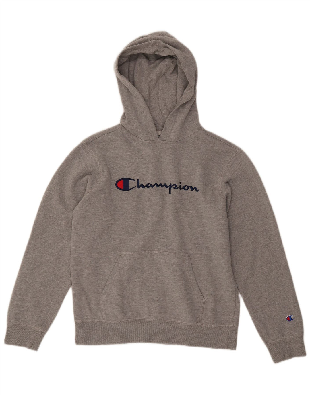 CHAMPION Boys Graphic Hoodie Jumper 13-14 Years XL Grey Flecked Cotton