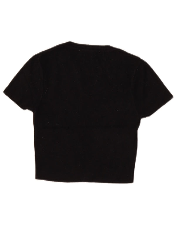 Zara Womens Short Sleeve Crop Crew Neck Jumper Sweater UK 8 Small Black