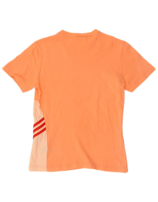 Adidas Womens Short Sleeve T-Shirt Top UK 12 Medium Orange Colourblock