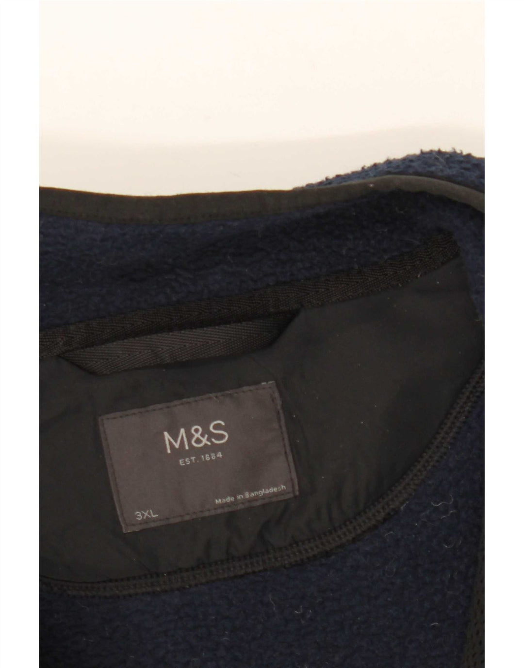 Marks & Spencer Mens Fleece Jacket UK 46 3XL Navy Blue Polyester