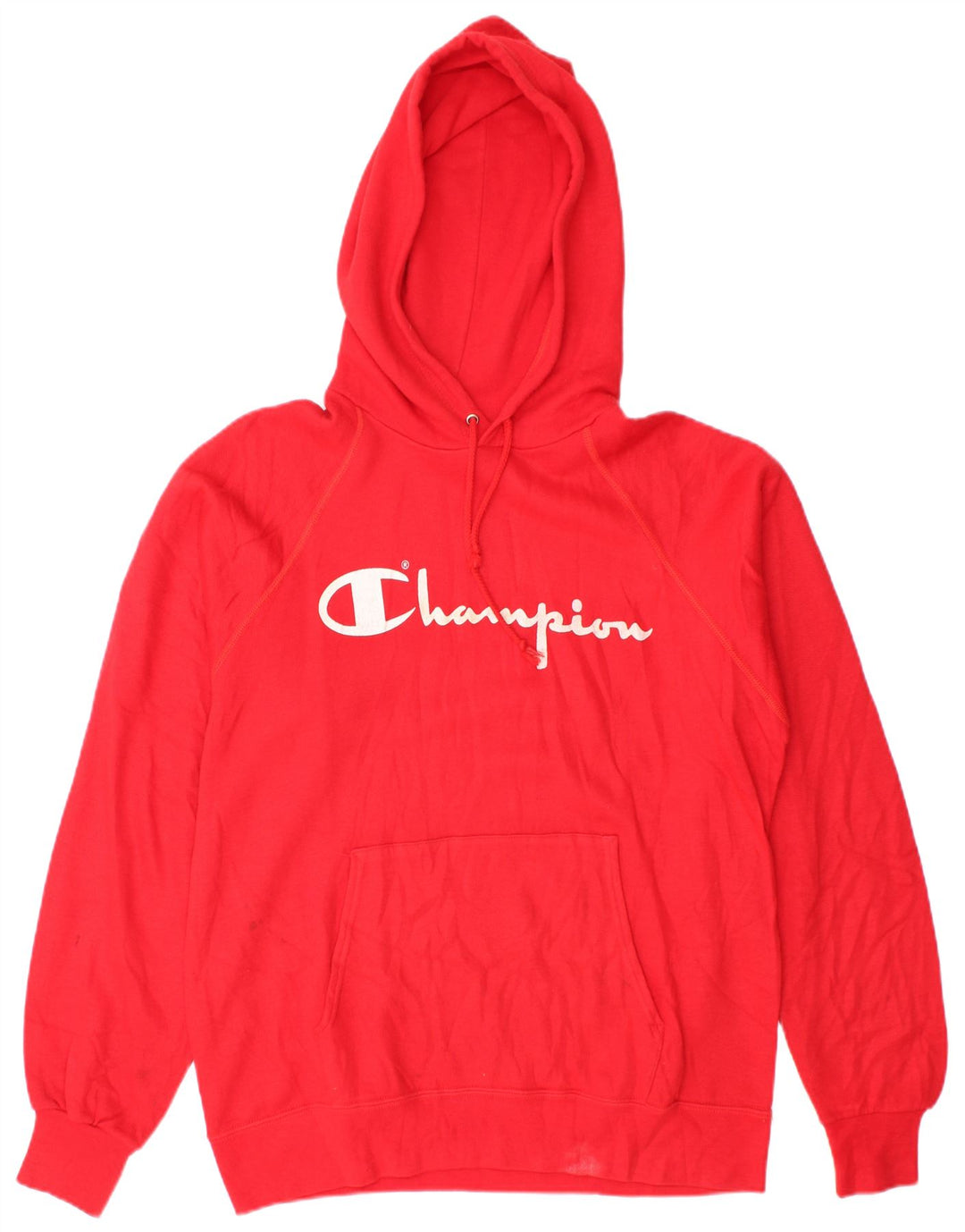 CHAMPION Womens Graphic Hoodie Jumper UK 16 Large Red Acrylic