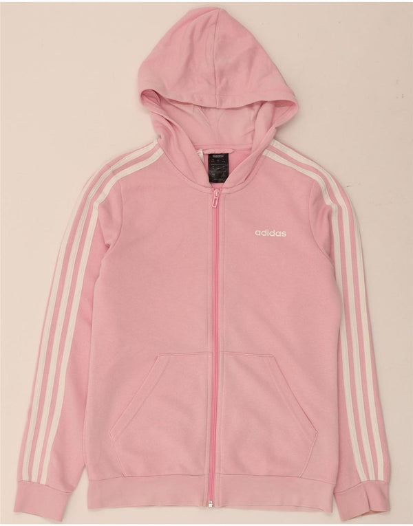Adidas Girls Zip Hoodie Sweater 14-15 Years Pink Cotton