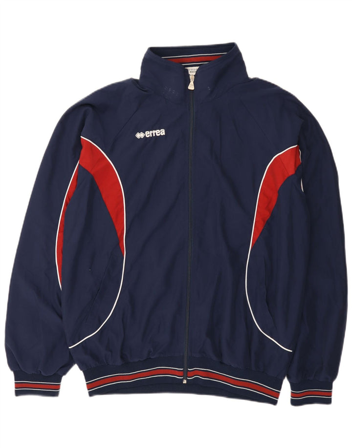 Errea Mens Tracksuit Top Jacket Large Navy Blue Colourblock Polyester