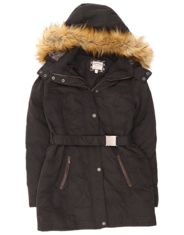 Fat Face Womens Hooded Padded Coat UK 10 Small Black Polyester