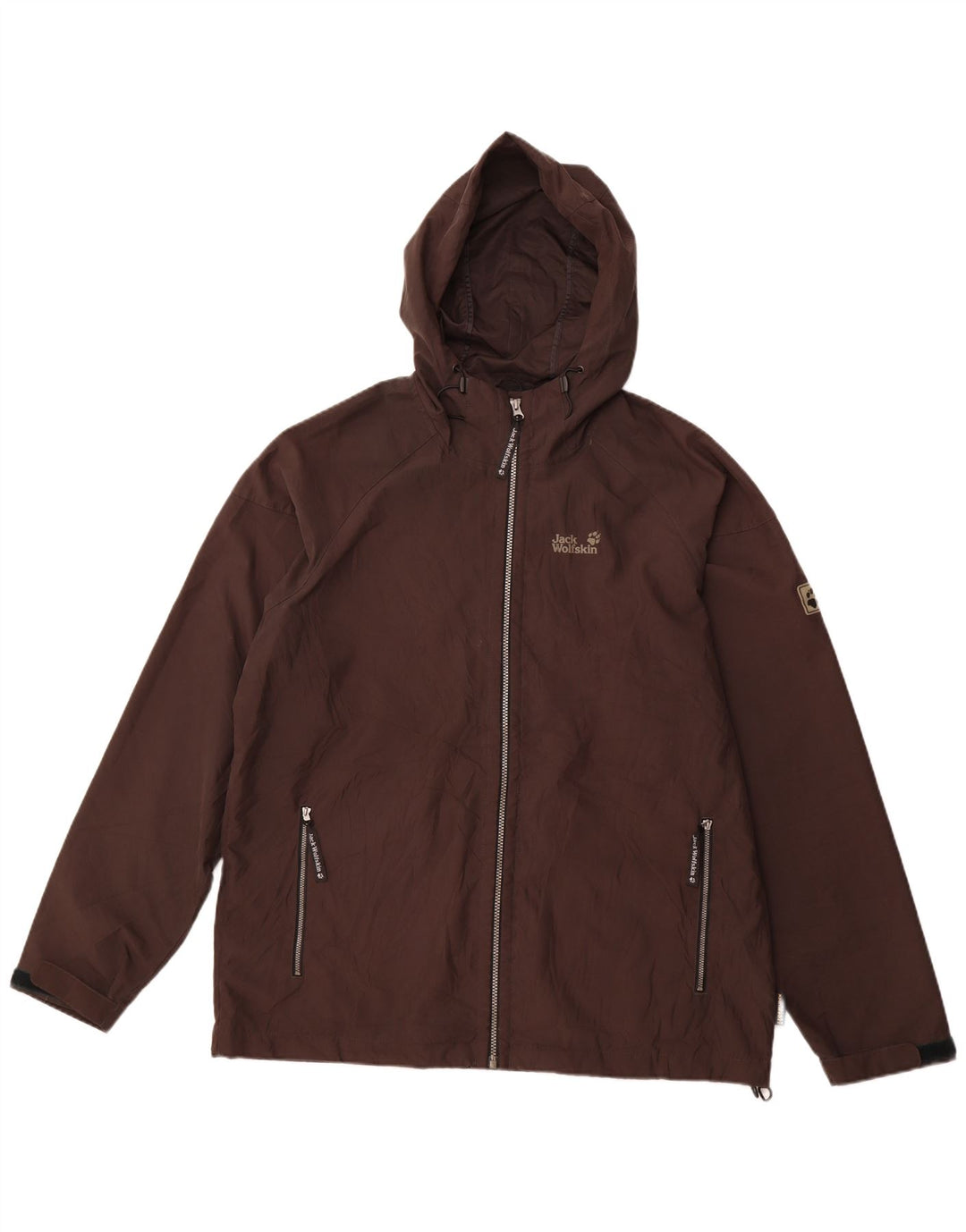 JACK WOLFSKIN Mens Hooded Rain Jacket UK 44/46 XL Brown Polyester