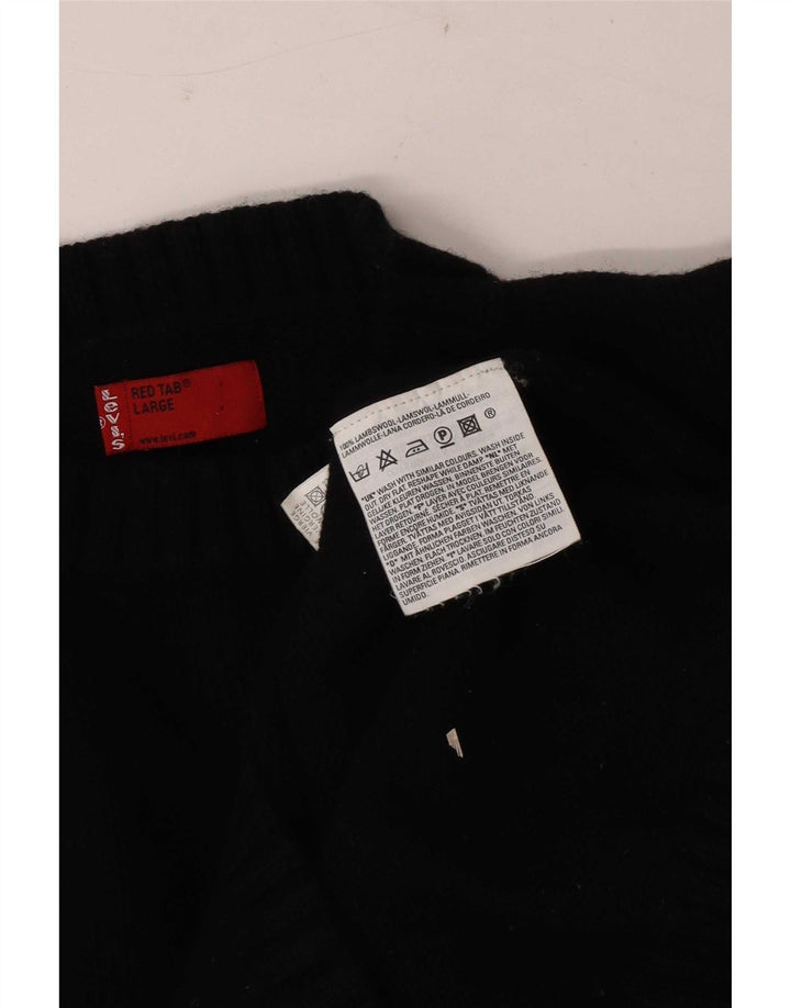 Levi's Mens Crew Neck Jumper Sweater Large Black Lambswool