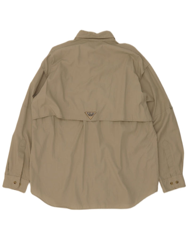 Columbia Mens Shirt Medium Khaki Cotton