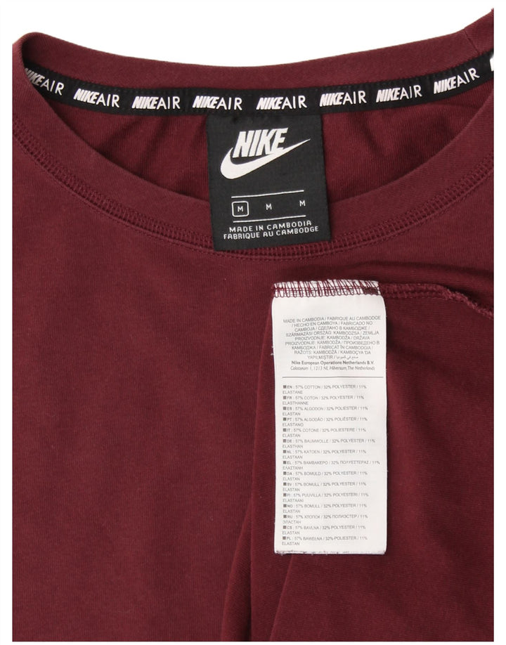 Nike Womens Air Graphic Top Long Sleeve UK 14 Medium Burgundy Cotton