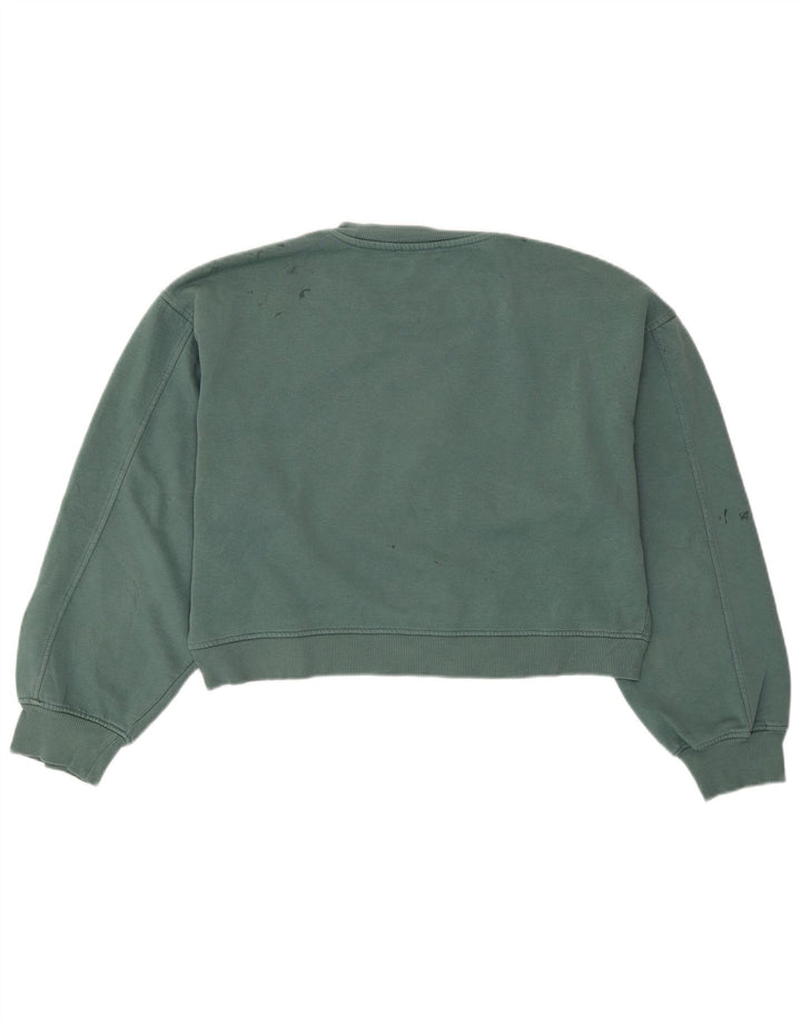ZARA Womens Crop Sweatshirt Jumper UK 14 Medium Green