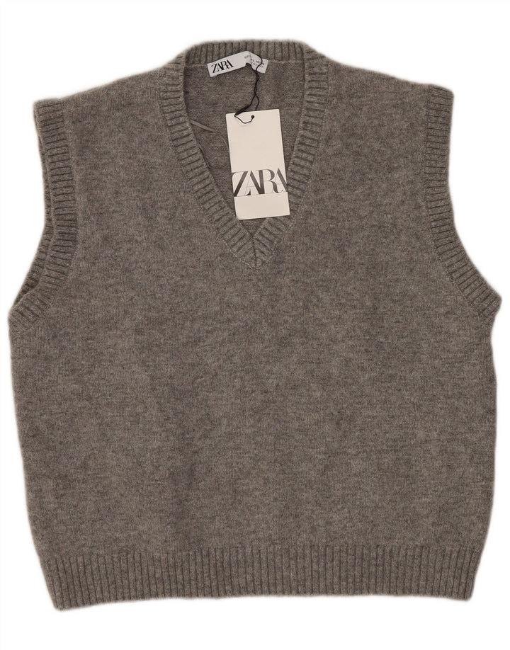 Zara Womens Vest Tank Top UK 16 Large Grey Polyester