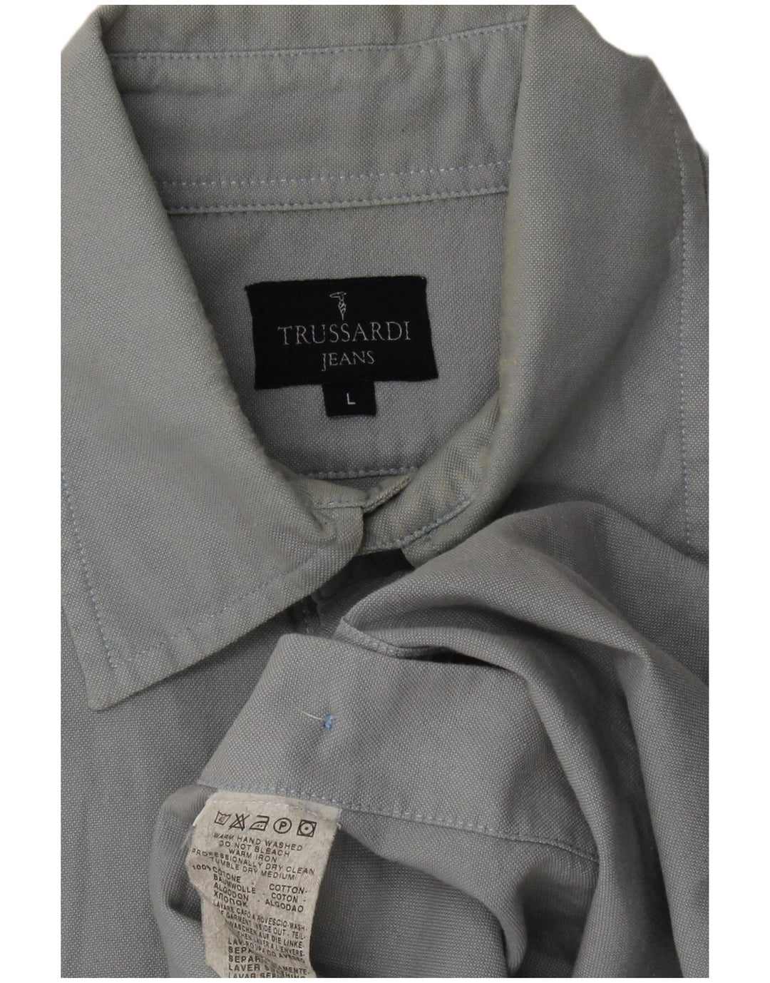 TRUSSARDI JEANS Mens Shirt Large Grey Cotton
