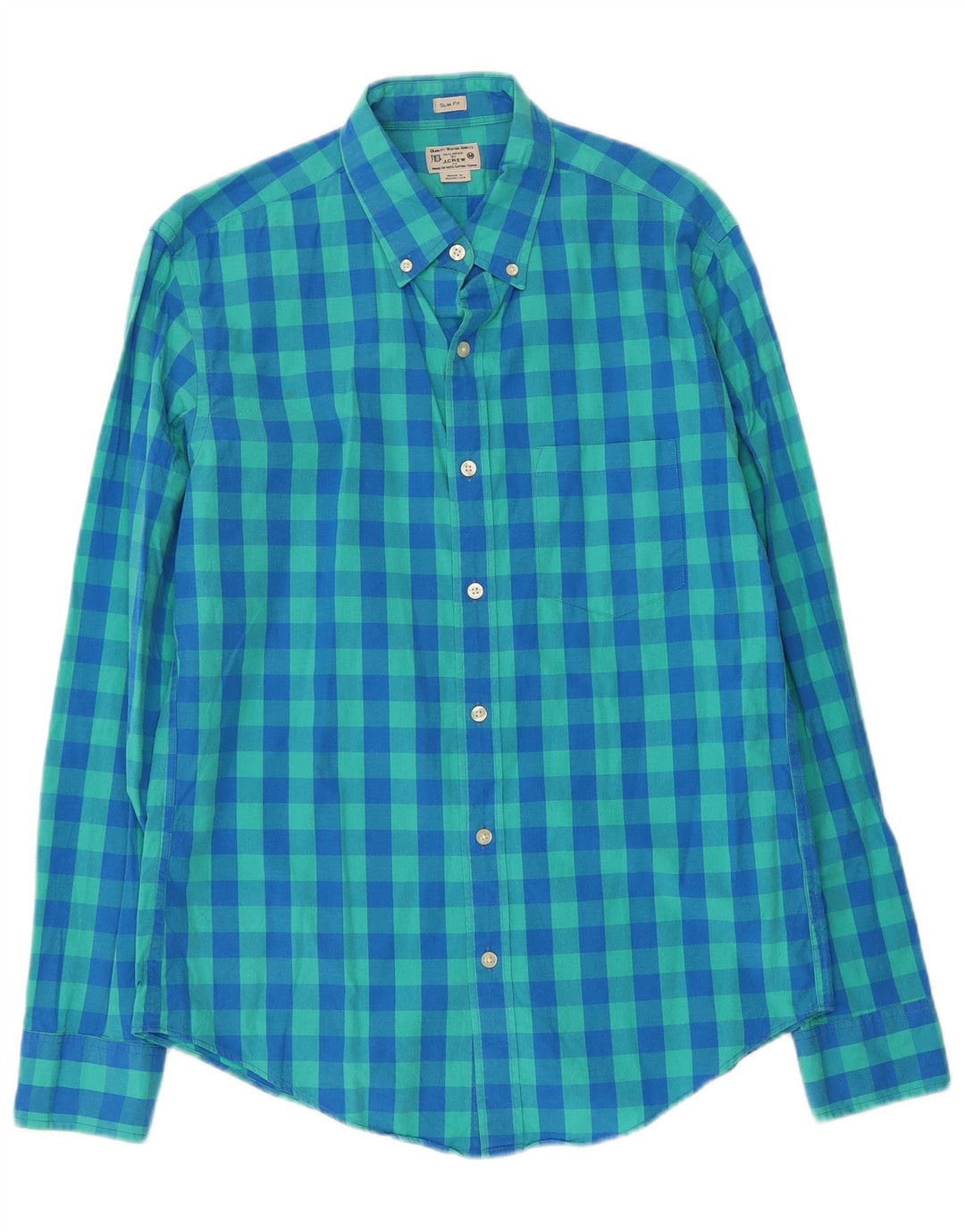 J. Crew Mens Tailored Slim Fit Shirt Medium Blue Check Cotton